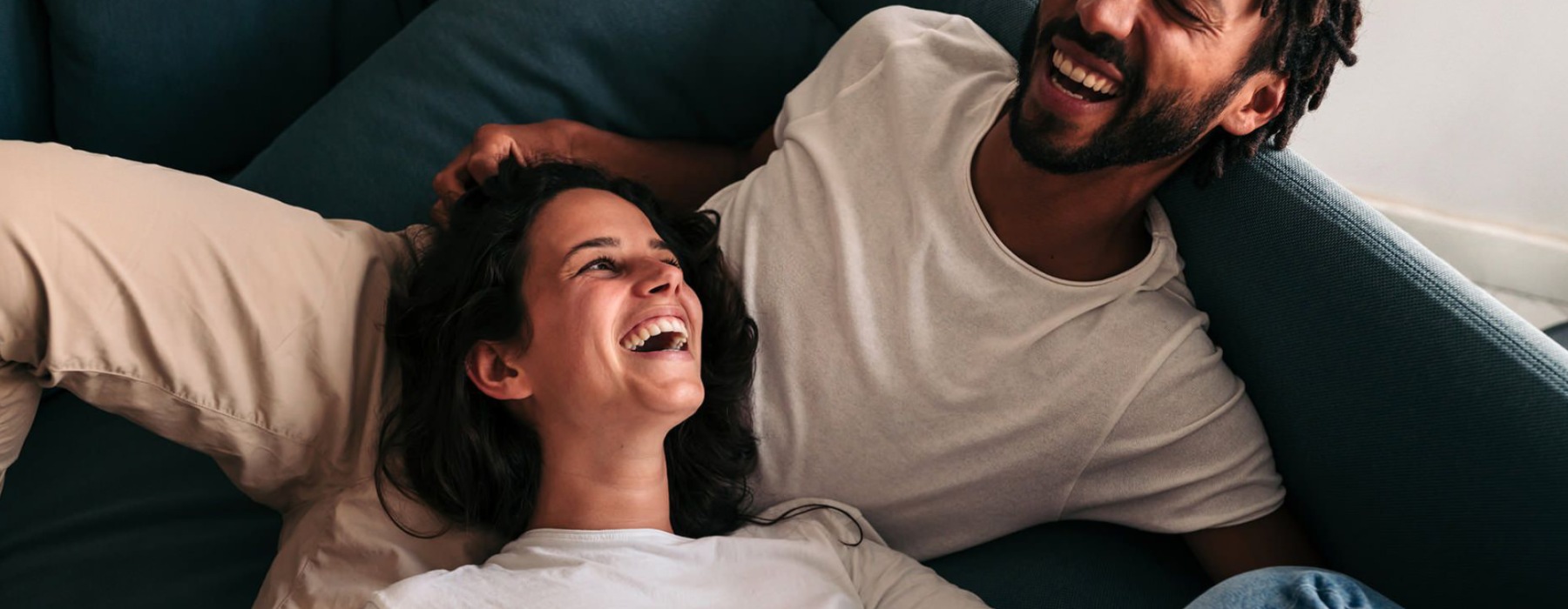 A couple relaxing at home